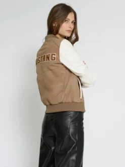 Mustang Damen Lederblouson in beige