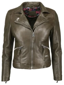 Mustang Damen Lederjacke in oliv
