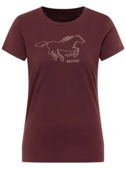 Mustang Damen T-Shirt in braun - Ausschnitt: Rundhals