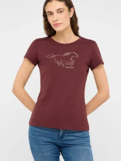 Mustang Damen T-Shirt in braun - Ausschnitt: Rundhals