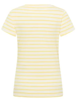 Mustang Damen T-Shirt in gelb weiß - Ärmel: Halbarm