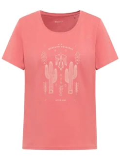 Mustang Damen T-Shirt in rosa - Ausschnitt: Rundhals