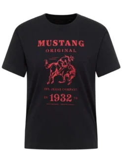 Mustang Damen T-Shirt in schwarz - Ausschnitt: Rundhals