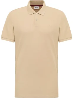 Mustang Herren Polo in beige - Ausschnitt: Henley
