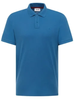 Mustang Herren Polo in blau - Ausschnitt: Henley
