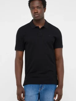 Mustang Herren Poloshirt in schwarz - Ärmel: Halbarm