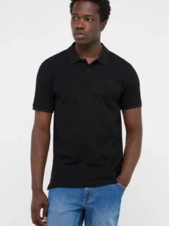 Mustang Herren Poloshirt in schwarz - Ärmel: Halbarm