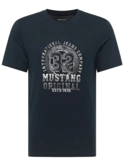 Mustang Herren T-Shirt in blau - Ausschnitt: Rundhals