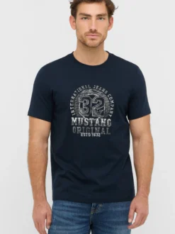 Mustang Herren T-Shirt in blau - Ausschnitt: Rundhals
