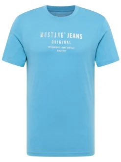 Mustang Herren T-Shirt in hellblau - Ärmel: Halbarm