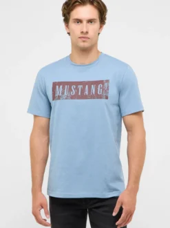 Mustang Herren T-Shirt in hellblau - Ärmel: Halbarm
