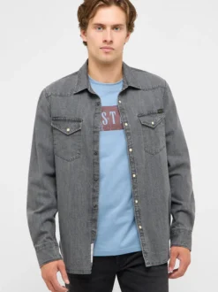 Mustang Herren T-Shirt in hellblau - Ärmel: Halbarm