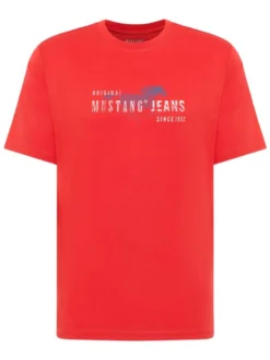 Mustang Herren T-Shirt in rot - Ausschnitt: Rundhals
