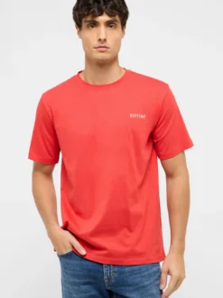 Mustang Herren T-Shirt in rot - Ausschnitt: Rundhals