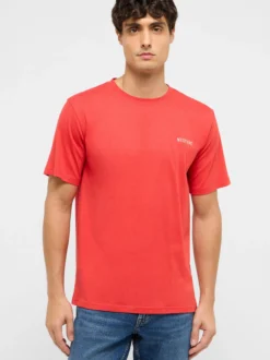 Mustang Herren T-Shirt in rot - Ausschnitt: Rundhals