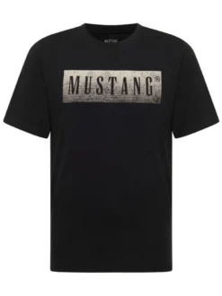 Mustang Herren T-Shirt in schwarz - Ausschnitt: Rundhals