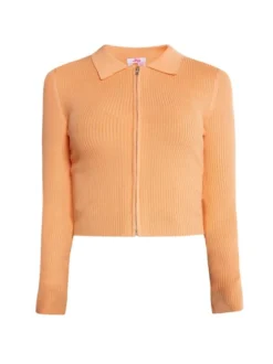 MyMo Damen Cropped Strickjacke in orange