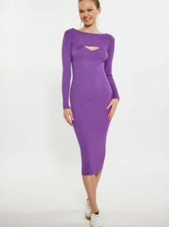 MyMo Damen Crop-Top in lila - Ausschnitt: Karree