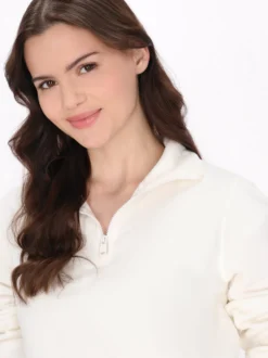 MyMo Damen Fleecepullover in ecru