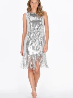 MyMo Damen Kleid in silber - Ausschnitt: Rundhals
