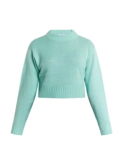 MyMo Damen Kurzer Pullover in aqua