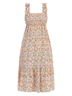 MyMo Damen Midikleid in beige mehrfarbig - Länge: mittel