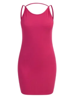 MyMo Damen Minikleid aus Rippstrick in pink