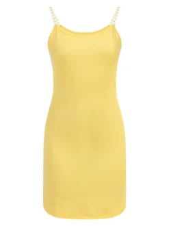 MyMo Damen Minikleid aus Rippstrick in gelb