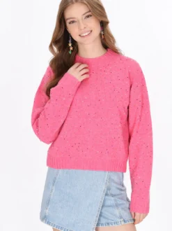 MyMo Damen Pullover in pink - Ausschnitt: Rundhals