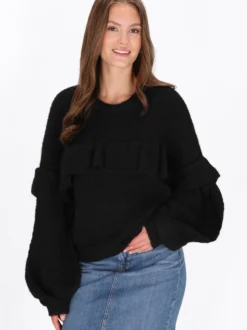 MyMo Damen Pullover in schwarz - Ausschnitt: Rundhals