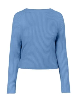 MyMo Damen Rückenfreier Pullover in blau