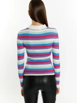MyMo Damen Rippstrickpullover in mehrfarbig
