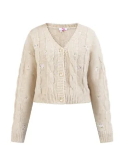 MyMo Damen Strickjacke in beige