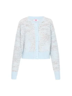 MyMo Damen Strickjacke in blau - Ausschnitt: Rundhals