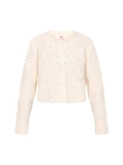 MyMo Damen Strickjacke in ecru - Ausschnitt: Rundhals