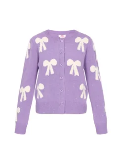 MyMo Damen Strickjacke in lila - Ausschnitt: Rundhals
