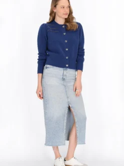 MyMo Damen Strickjacke in marine - Ausschnitt: Rundhals