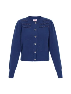 MyMo Damen Strickjacke in marine - Ausschnitt: Rundhals
