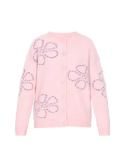 MyMo Damen Strickjacke in pink - Ausschnitt: Rundhals