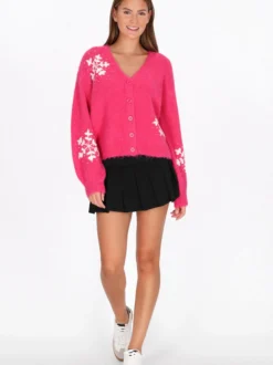 MyMo Damen Strickjacke in pink