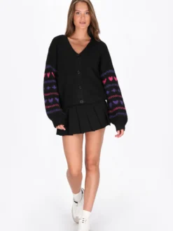 MyMo Damen Strickjacke in schwarz