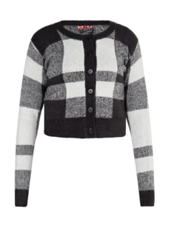 MyMo Damen Strickjacke in schwarz - Ausschnitt: Rundhals