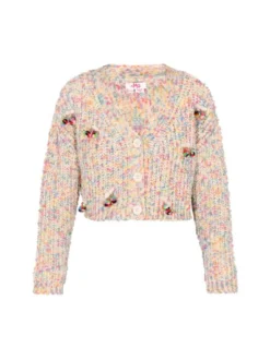MyMo Damen Strickjacke in weiß