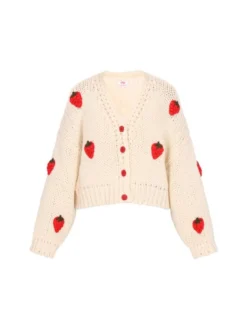 MyMo Damen Strickjacke in weiß