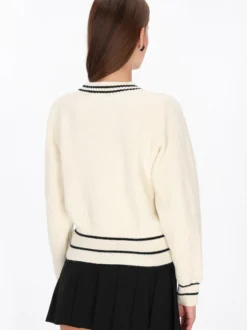 MyMo Damen Strickjacke in weiß