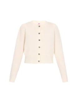 MyMo Damen Strickjacke in weiß - Ausschnitt: Rundhals