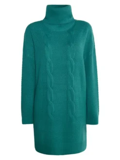 MyMo Damen Strickkleid in grün - Ausschnitt: ohne Kragen