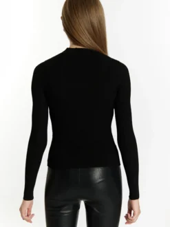 MyMo Damen Strickpullover in schwarz