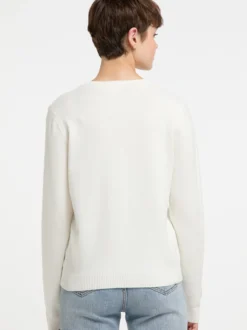 MyMo Damen Strickpullover in ecru - Ausschnitt: Rundhals