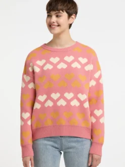 MyMo Damen Strickpullover in aprikot